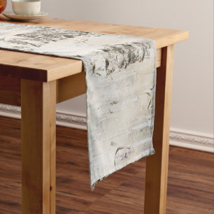 Birch bark pattern short table runner
