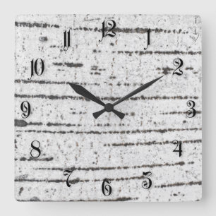 Birch bark pattern square wall clock