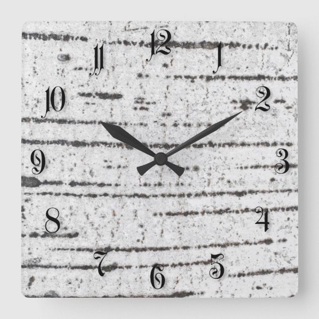 Birch bark pattern square wall clock (Front)