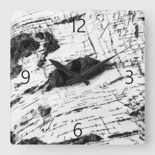 Birch bark pattern square wall clock