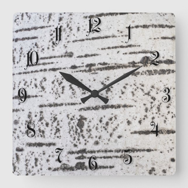 Birch bark pattern square wall clock (Front)
