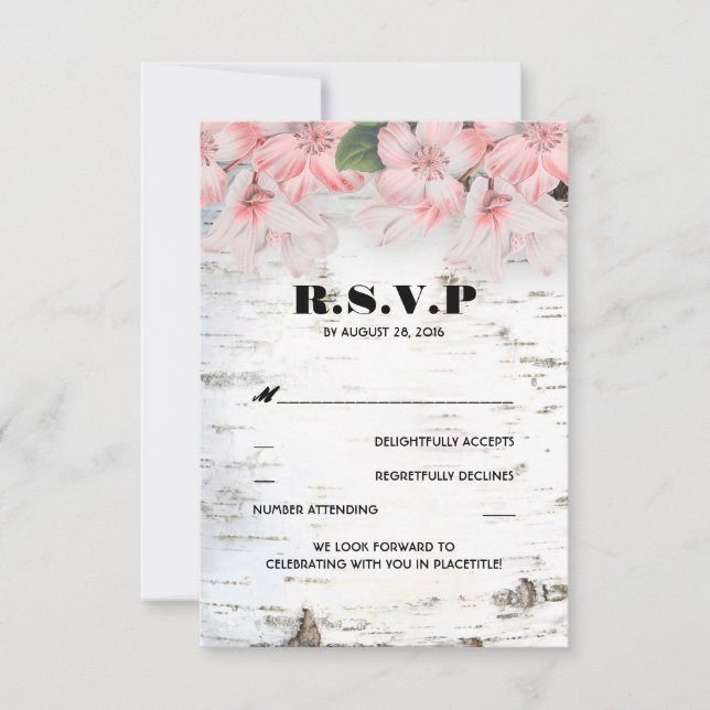 Birch Bark Rustic Country Wedding RSVP Cards (Front)