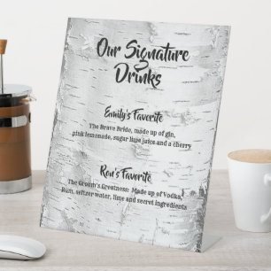 Birch Bark Signature Drinks Standing Sign