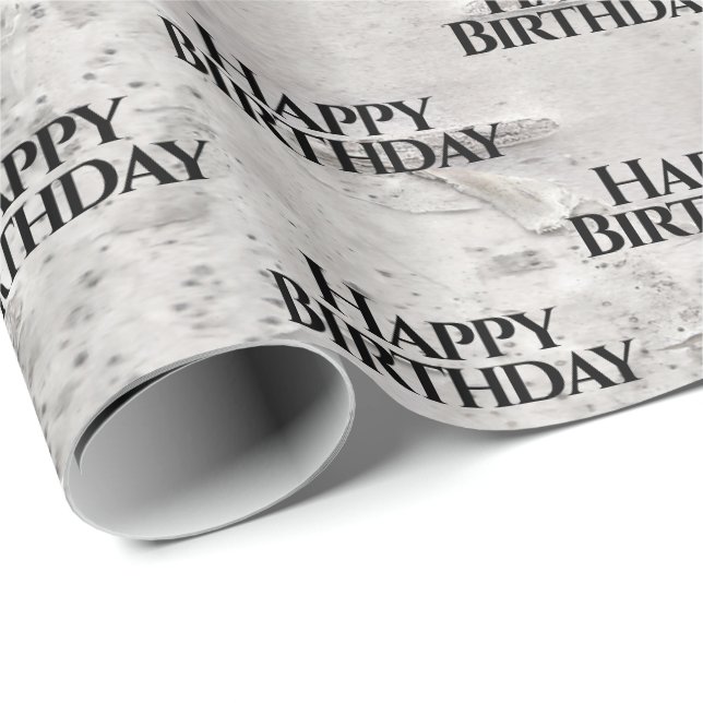 Birch Bark Texture Birthday Wrapping Paper (Roll Corner)