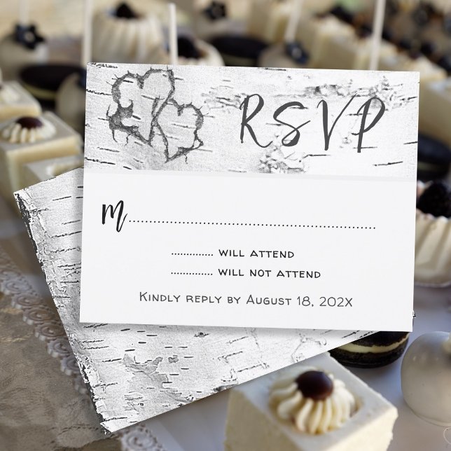 Birch Bark Wedding Hearts Response Card (Creator Uploaded)