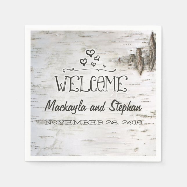 Birch Bark Wedding Napkin (Front)