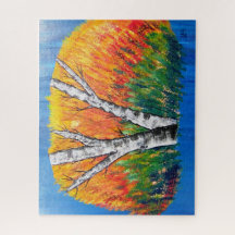 Birch Forest Abstract Colourful Landscape