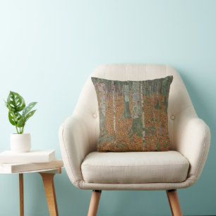 Birch Forest and Beech Forest by Gustav Klimt Cushion