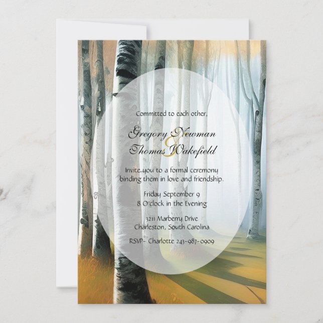 Birch Forest Commitment Ceremony Invitation (Front)