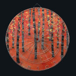 Birch Forest Landscape Dartboard<br><div class="desc">A contemporary landscape painting of a birch or aspen tree forest in rich tones of red, orange and yellow. Original art by Nic Squirrell.</div>