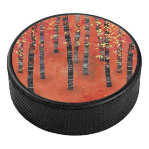 Birch Forest Landscape Hockey Puck