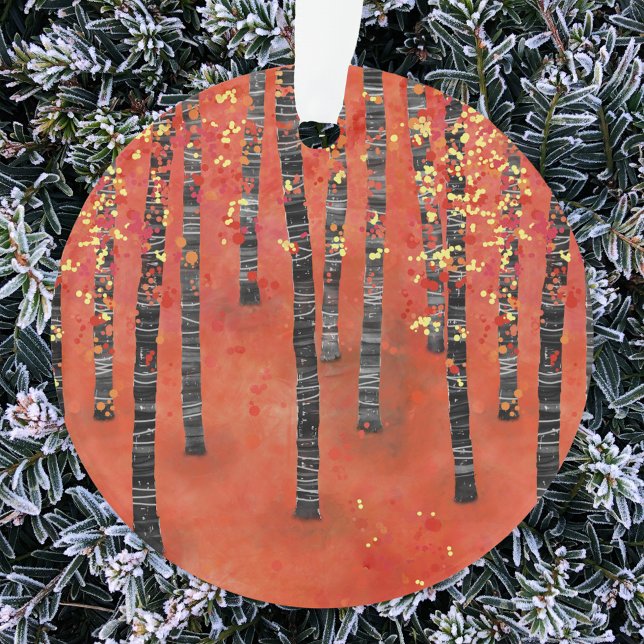 Birch Forest Landscape Ornament (Birch tree forest woodland art Christmas ornament)