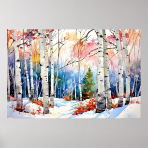 Birch Forest Landscape Poster