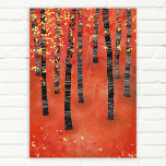 Birch Forest Landscape Poster<br><div class="desc">Painting of a birch or aspen forest in the fall. Red,  orange and yellow semi abstract woodland.</div>