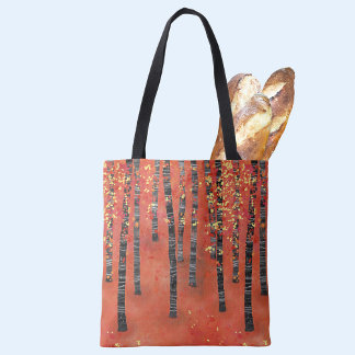 Birch Forest Landscape Tote Bag