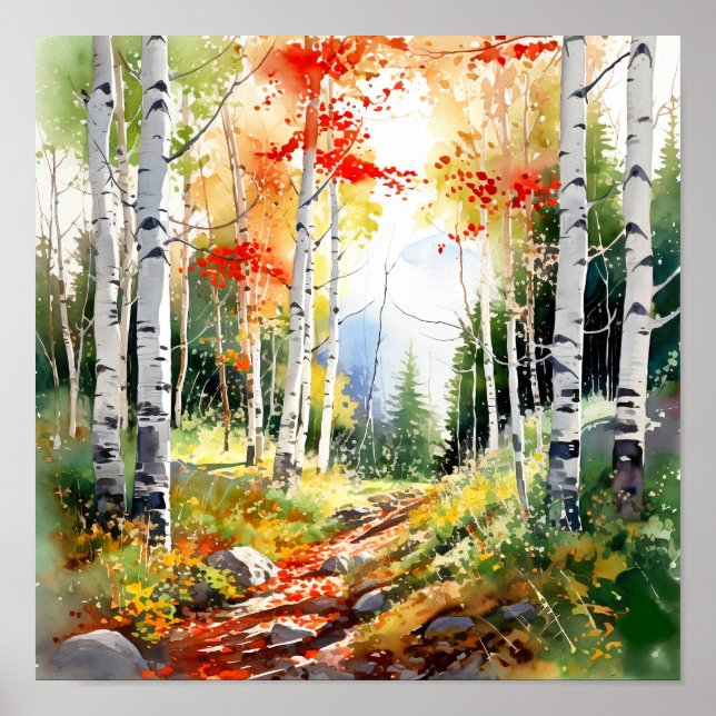 Birch Forest Painting Poster (Front)