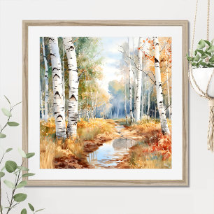 Birch Forest Painting Poster