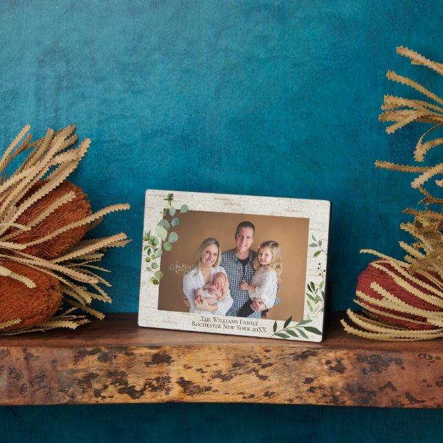 Birch Greenery Personalised Name Photo Plaque (Side)