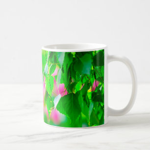 Birch leaves tulip flowers customisable coffee mug