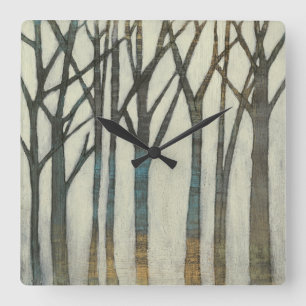 Birch Line I Square Wall Clock