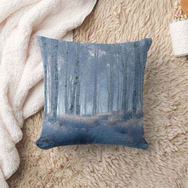 Birch Radiant Snow Forest  Cushion (Blanket)