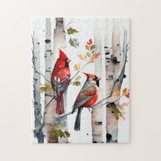Birch Tree and Cardinals Puzzle