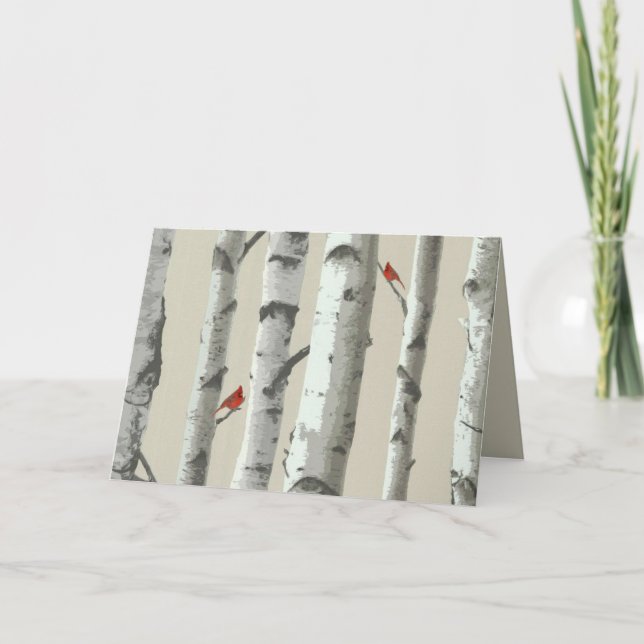 Birch Tree and Red Cardinals Thank You (Front)