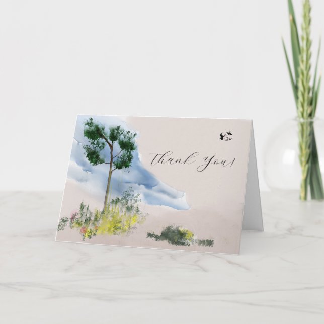 Birch Tree and Sky Thank You  Greeting Card (Front)