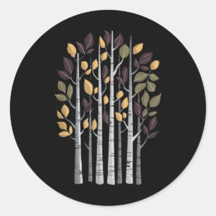 Birch Tree Autumn Lover Fall Season Autumn Leaves Classic Round Sticker