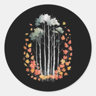 Birch Tree Autumn Lover Fall Season Autumn Leaves  Classic Round Sticker