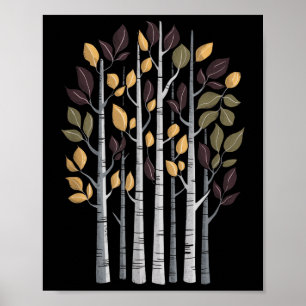 Birch Tree Autumn Lover Fall Season Autumn Leaves Poster