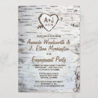 Birch Tree Bark Engagement Party Invitations