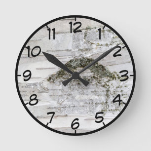 Birch Tree Bark Round Clock