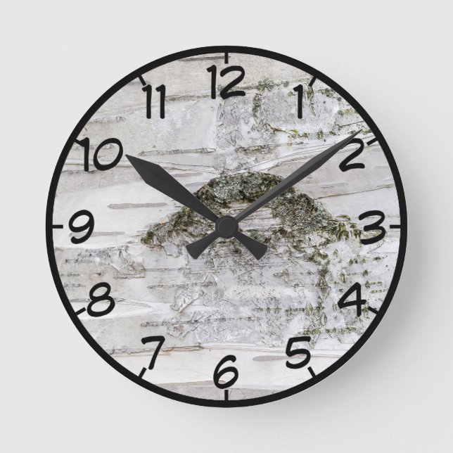 Birch Tree Bark Round Clock (Front)