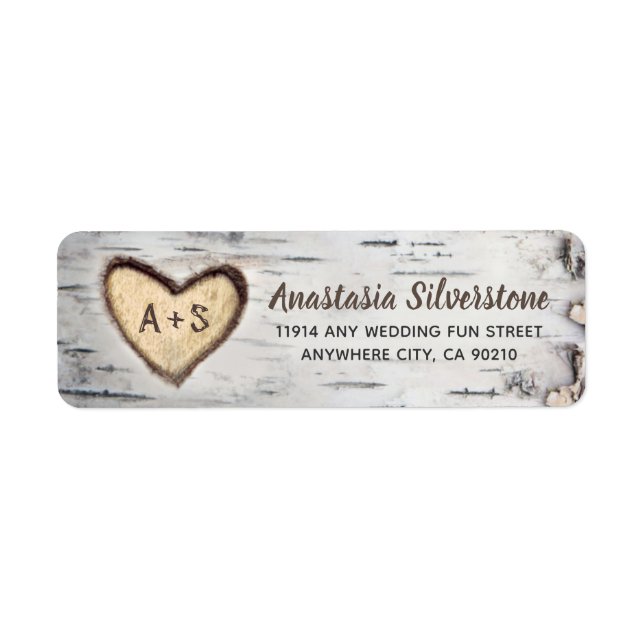Birch Tree Bark Rustic Country Wedding Address (Front)