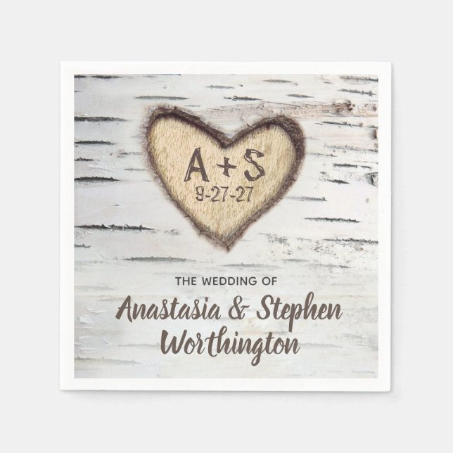 Birch Tree Bark Rustic Country Wedding Napkins (Front)