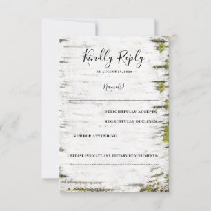 Birch Tree Bark Rustic Fall Wedding RSVP Card