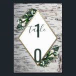 Birch Tree Bark Rustic Wedding Table Number Cards<br><div class="desc">Birch Tree Rustic Bark Woodland Wedding Table Number Cards - features a rustic birch tree bark background with floral elements of fern,  calla lily single flowers,  baby's breath,  leaves and more. The text box is an elegant triangle with a faux foil gold printed frame.</div>