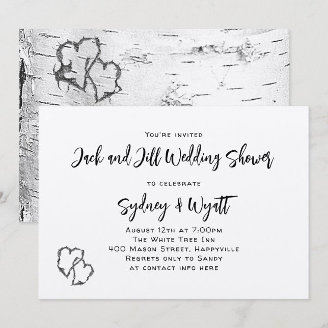 Birch Tree Bark Wedding Shower Invitations (Front/Back)