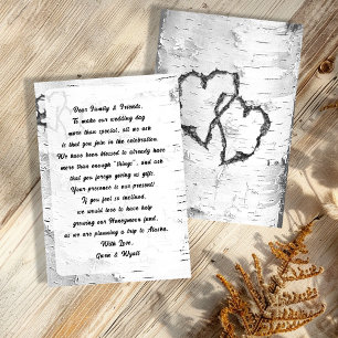 Birch Tree Bark Wishing Well Wording Wedding Cards