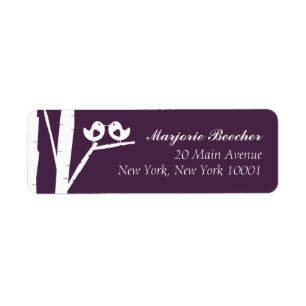 Birch Tree Birds Address Labels Purple