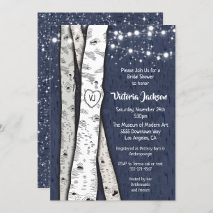 Birch Tree Evening Twinkle Lights Bridal Shower Invitation
