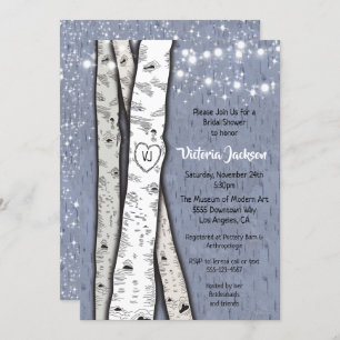 Birch Tree Evening Twinkle Lights Bridal Shower Invitation