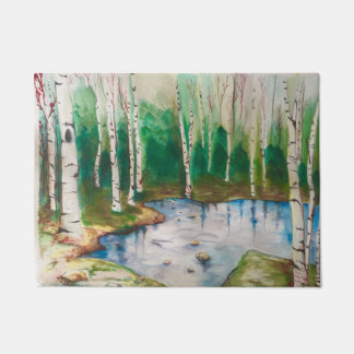 Birch Tree Forest Door Mat