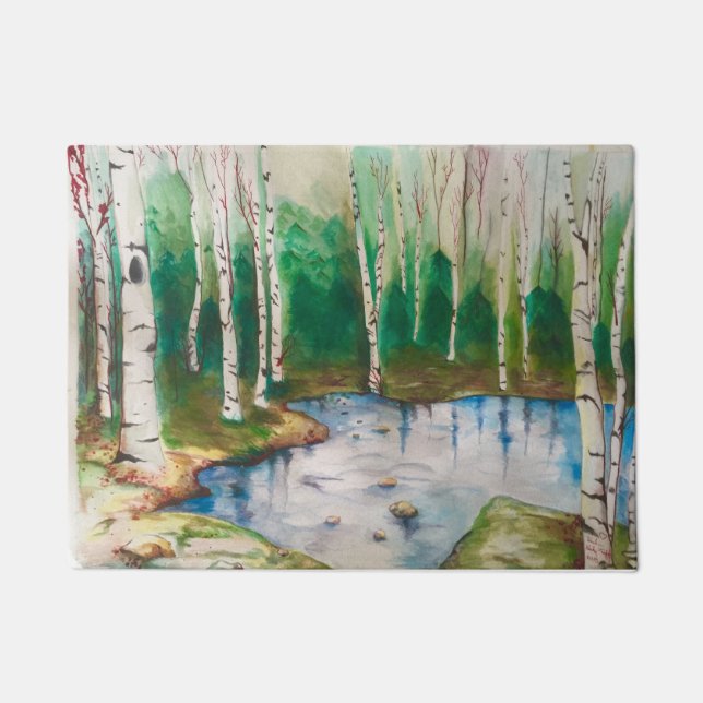 Birch Tree Forest Door Mat (Front)