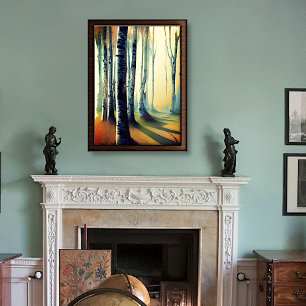 Birch Tree Forest in Daylight Foil Prints