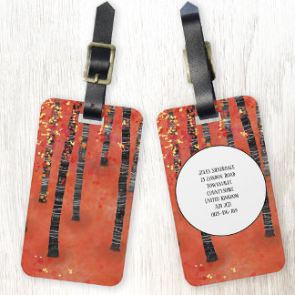 Birch Tree Forest Landscape Custom Name Luggage Tag