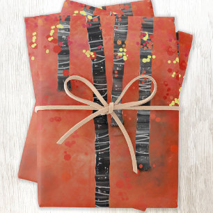 Birch Tree Forest Landscape Wrapping Paper Sheet