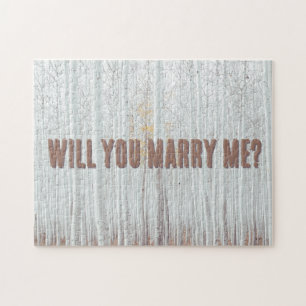 Birch Tree Forest Marriage Proposal Jigsaw Puzzle