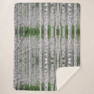 Birch Tree Forest Nature Sherpa Blanket